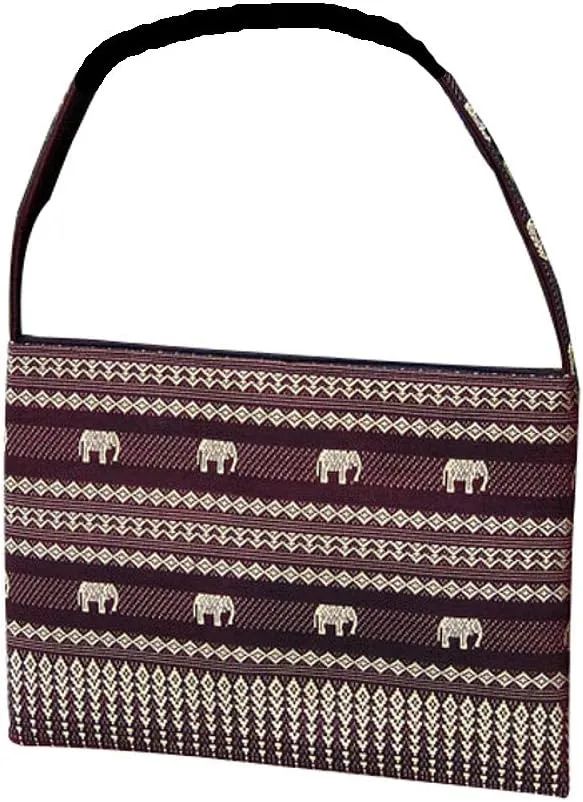 Full Funk Zip Closure Small Hilltribe Square Silk Handbag 10inch x 7inch