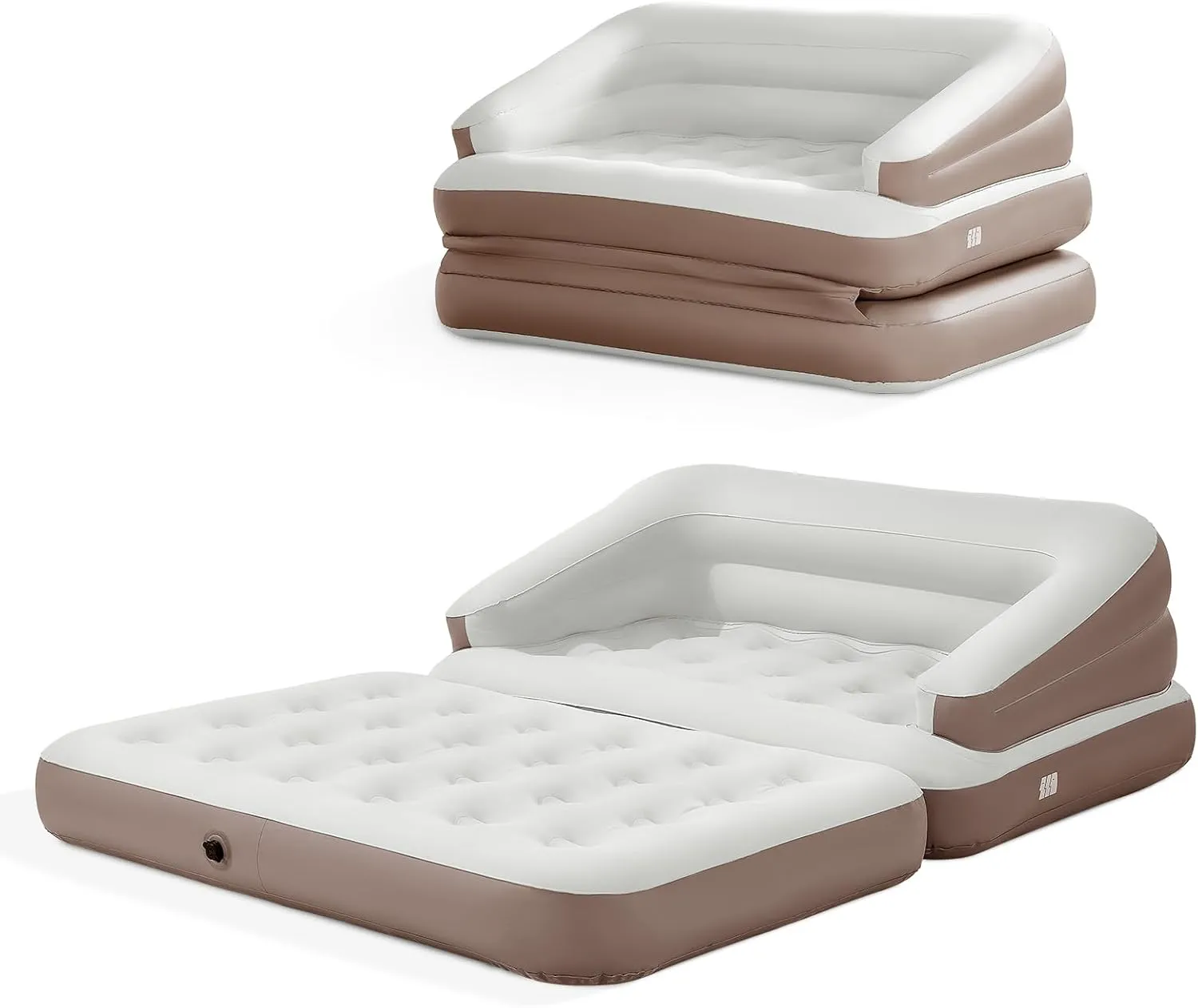Full Size Air Mattress for Inflatable-Portable Blow Up Mattress Sofa Bed with Flocked top-Double Air Couch for Tent Camping/Car Travel Backpacking/Family Leisure(Pebble Brown)