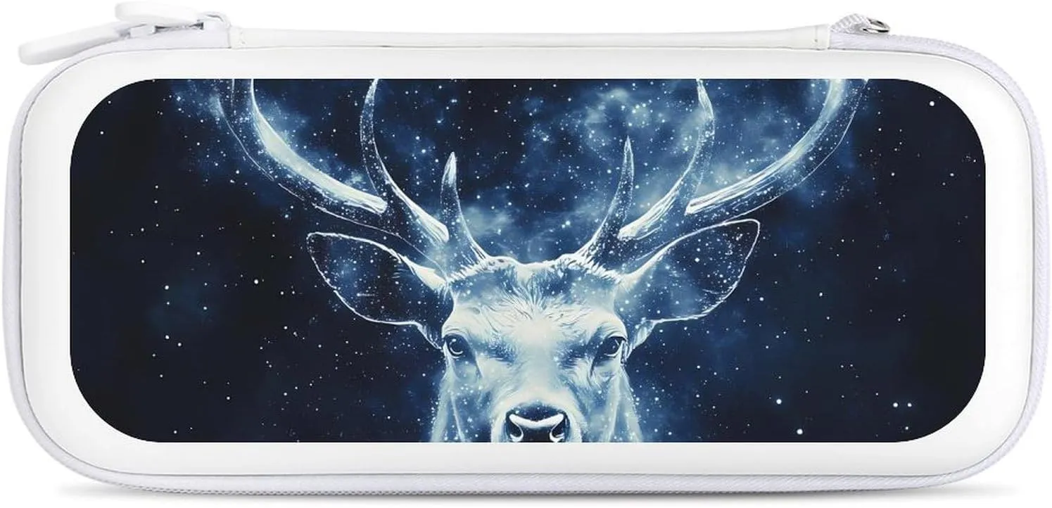 Galactic Deer Moose Compatible with Switch Carrying Case Hard Travel Game Bag Pouch with 15 Games Accessories