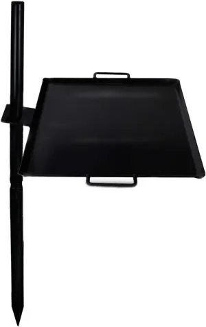 GameMaker Gravity Skillet & Pole – Open Fire Camping Grill & Griddle, Heavy-Duty Outdoor Cookware for Campfires, Hiking, Hunting & Backpacking