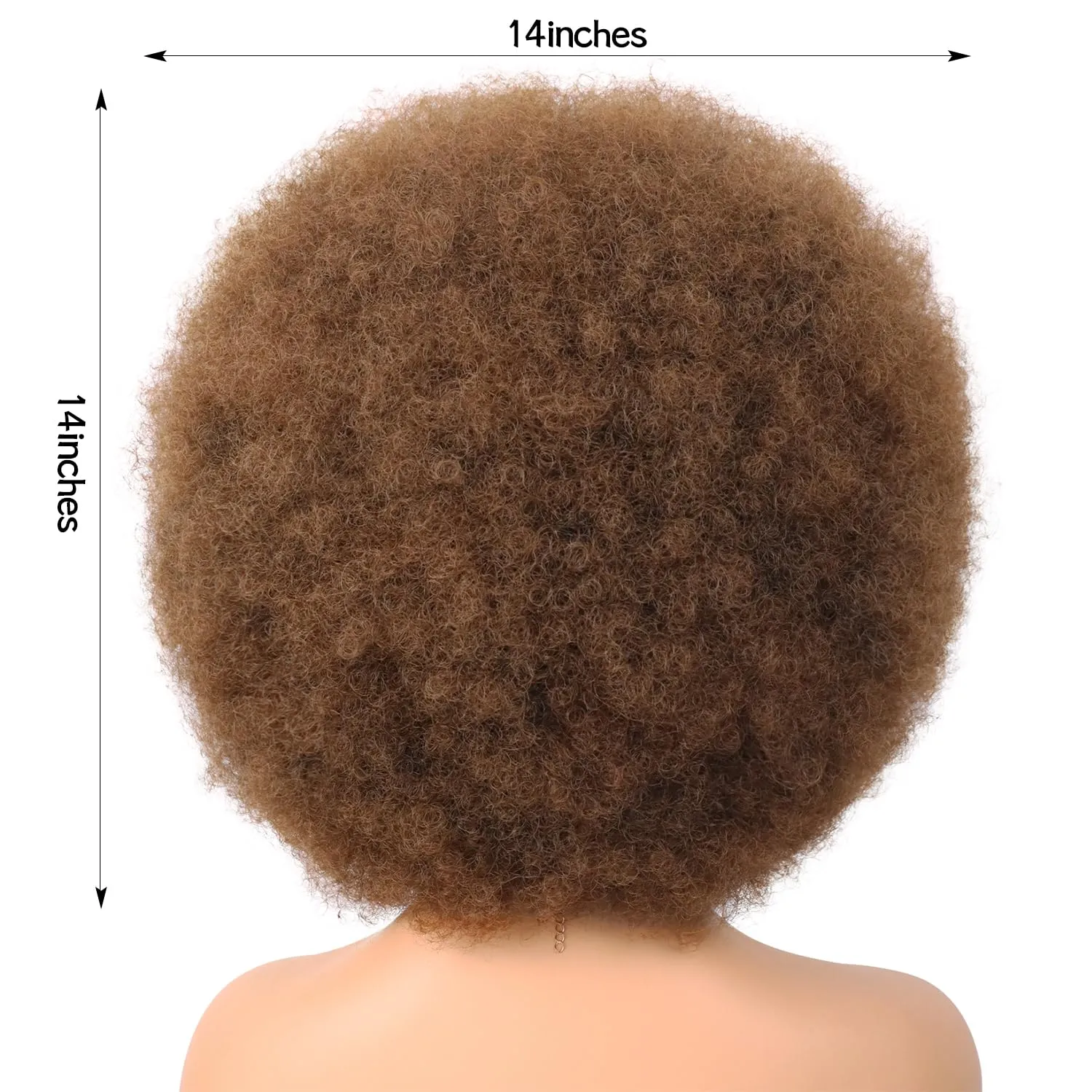 G&T Wig 70s Afro Curly Wigs for Black Women Short Brown Afro Synthetic Puff Wig Natural Looking Heat Resistant Bouncy Hair for Daily Party Use