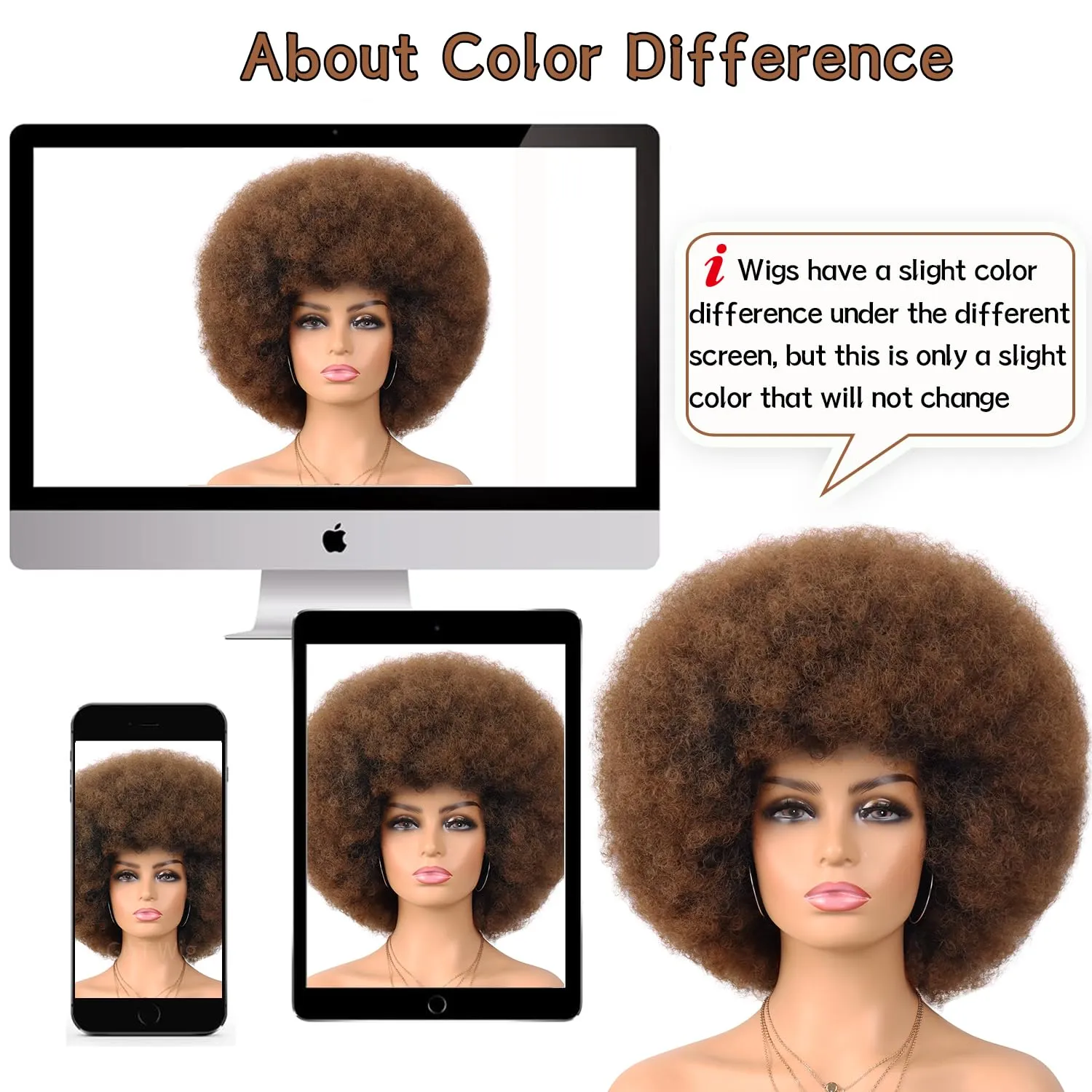 G&T Wig 70s Afro Curly Wigs for Black Women Short Brown Afro Synthetic Puff Wig Natural Looking Heat Resistant Bouncy Hair for Daily Party Use