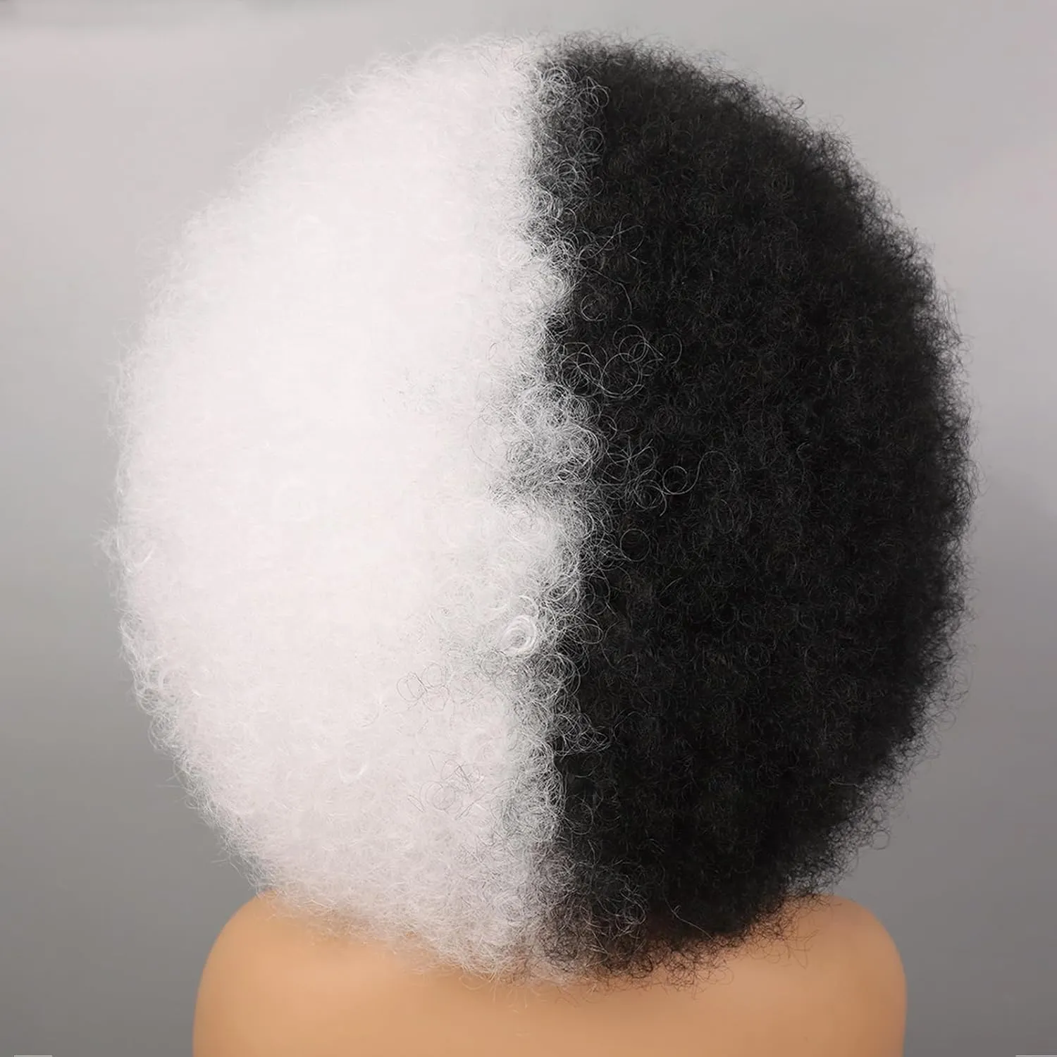 G&T Wig Cruella Deville Black and White Wig for Women Short Afro Puff Wig Cruella Costume Wig for Cosplay Halloween Party (Black and White)