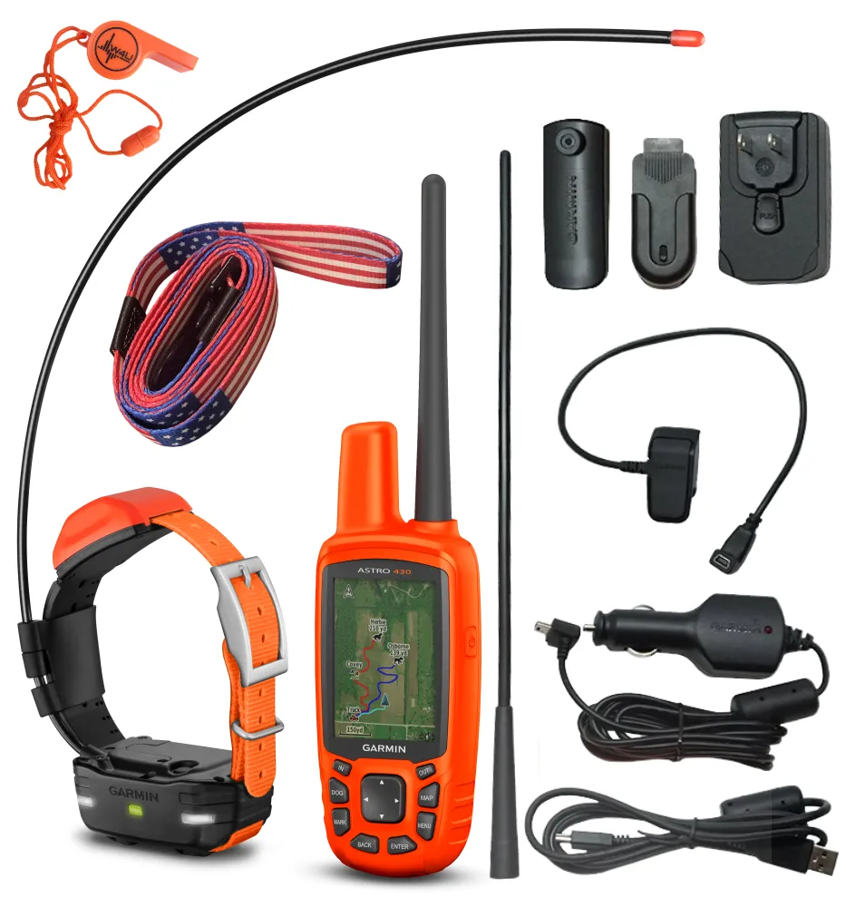 Garmin Astro 430 GPS / GLONASS GPS Handheld Dog Tracking Bundle with Wearable4U Bundle