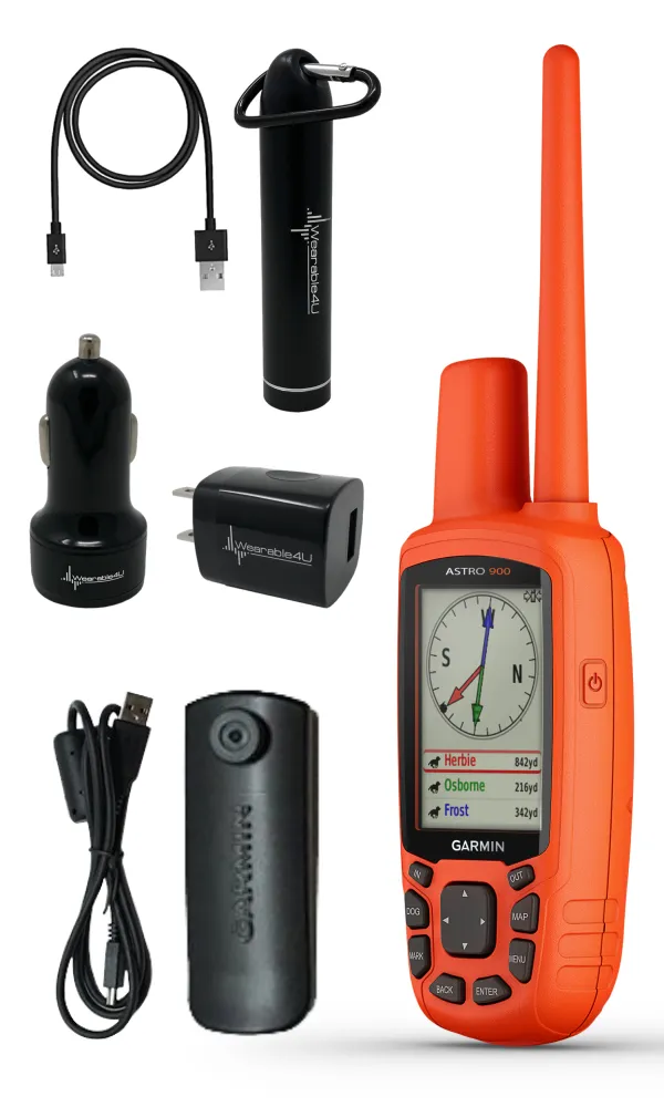 Garmin Astro 900 Dog Tracking Bundle, GPS Sporting, Canada/US with Wearable4U Bundle