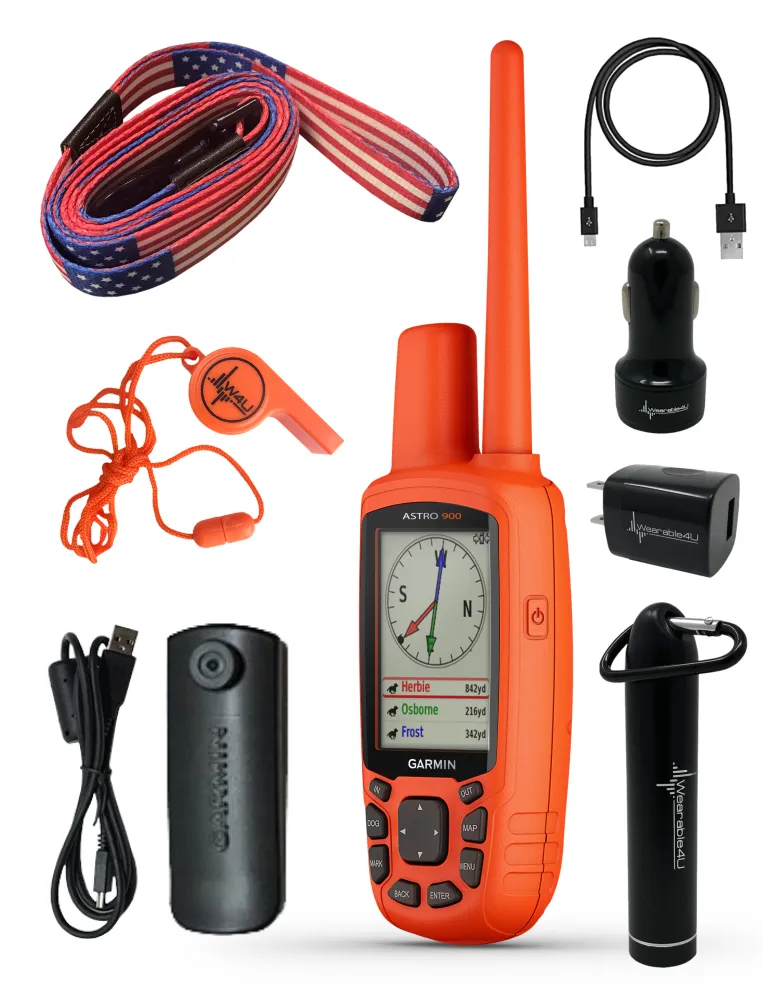 Garmin Astro 900 Dog Tracking Bundle, GPS Sporting, Canada/US with Wearable4U Bundle