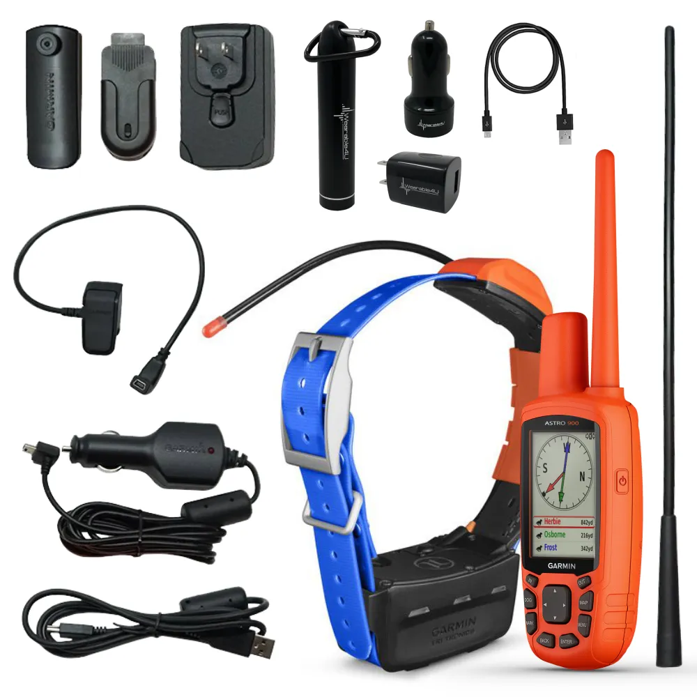 Garmin Astro 900 Dog Tracking Bundle, GPS Sporting, Canada/US with Wearable4U Bundle