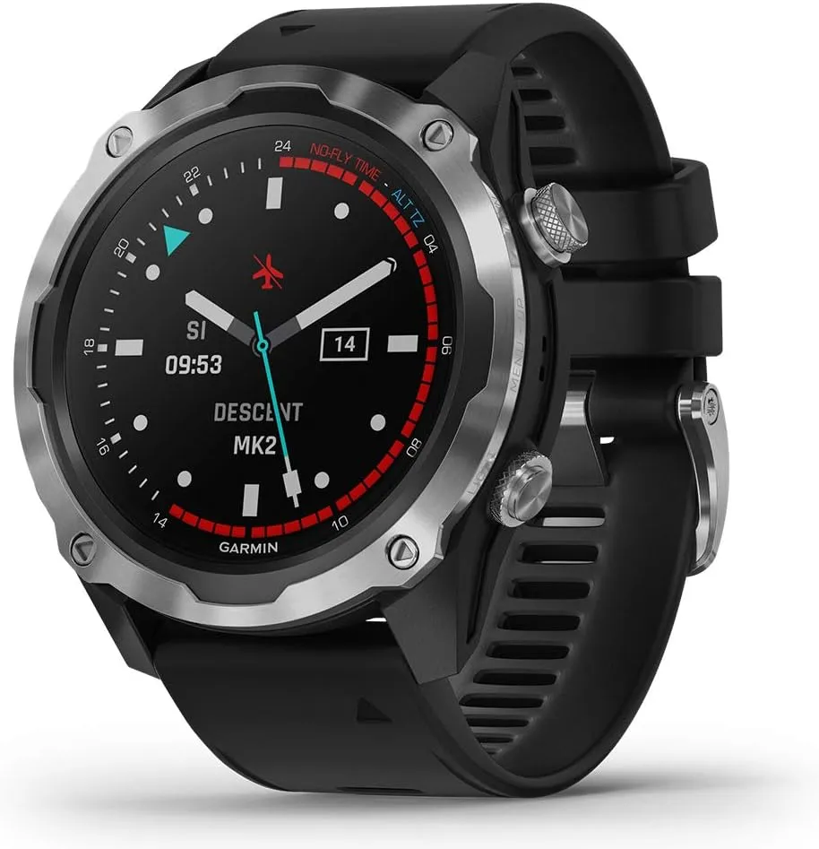 Garmin Descent Mk2 (Stainless Steel/Black) Dive Computer Watch Bundle - Air Integration, Multisport Training Features - includes PlayBetter Waterproof Dry Bag Set