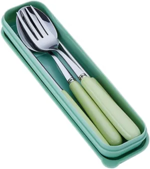 Garneck Folding Cutlery Set Steel Forks Spoons Chopsticks Silverware Set Tray for Camping Travel Daily Use