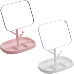Gatuida 2 Pack Desktop Mirror Square Makeup Mirror Storage Tray for Home Bathroom Desk Easy Maintenance