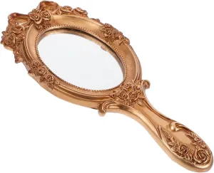 Gatuida Fancy Hand Mirror Vintage Makeup Mirror Handheld Portable 3D Embossed Design