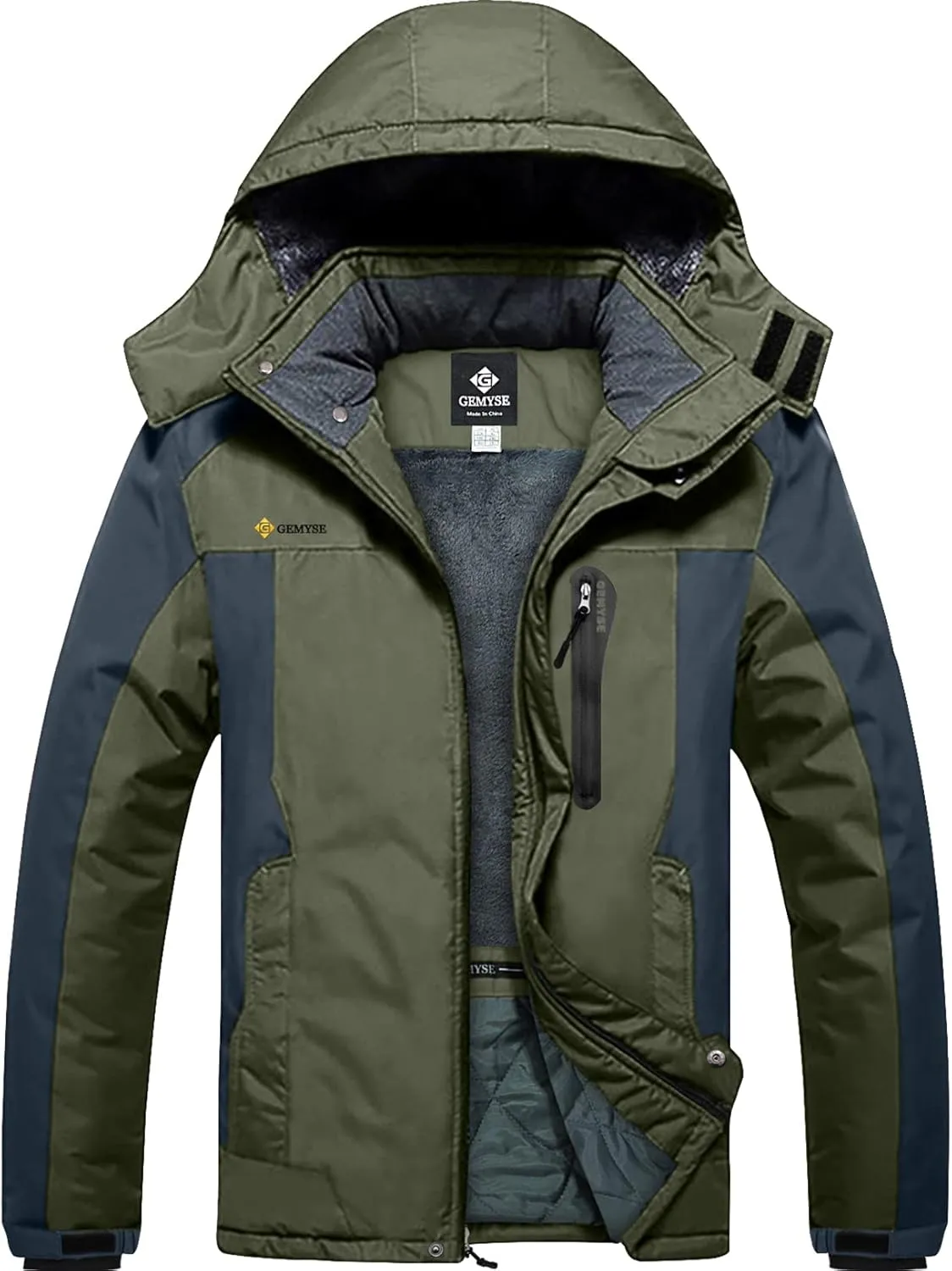 GEMYSE Men's Ski Snow Jacket Warm Winter Waterproof Coat Snowboard Rain Jacket Hooded Windproof Windbreaker