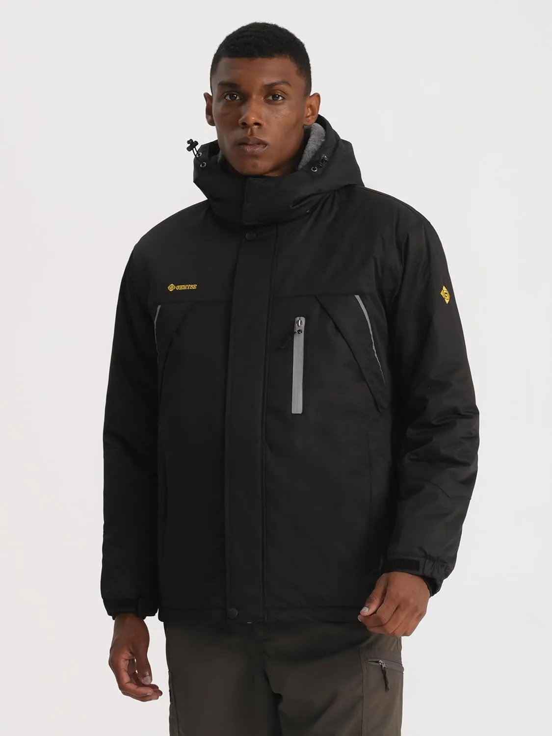 GEMYSE Men's Windproof Ski Jacket Warm Raincoats Snowboarding Hooded Parka With Multi-Pockets