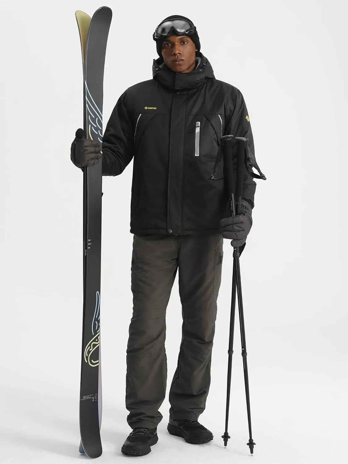 GEMYSE Men's Windproof Ski Jacket Warm Raincoats Snowboarding Hooded Parka With Multi-Pockets