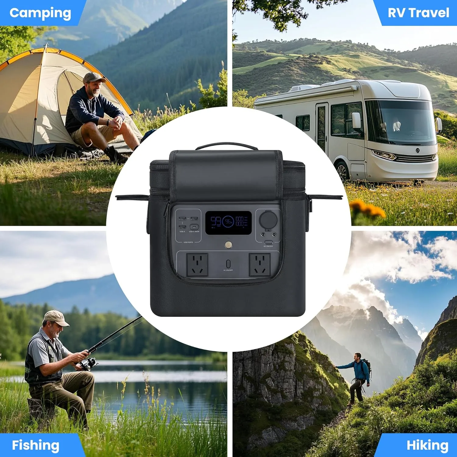 Generator Cover Compatible with ECOFLOW River 2 Max 500, Soft Carrying Bag with Side Zipper, Adjustable Shoulder Strap, 10.63''10.04''7.87'' (Black, For River 2 Max 500)