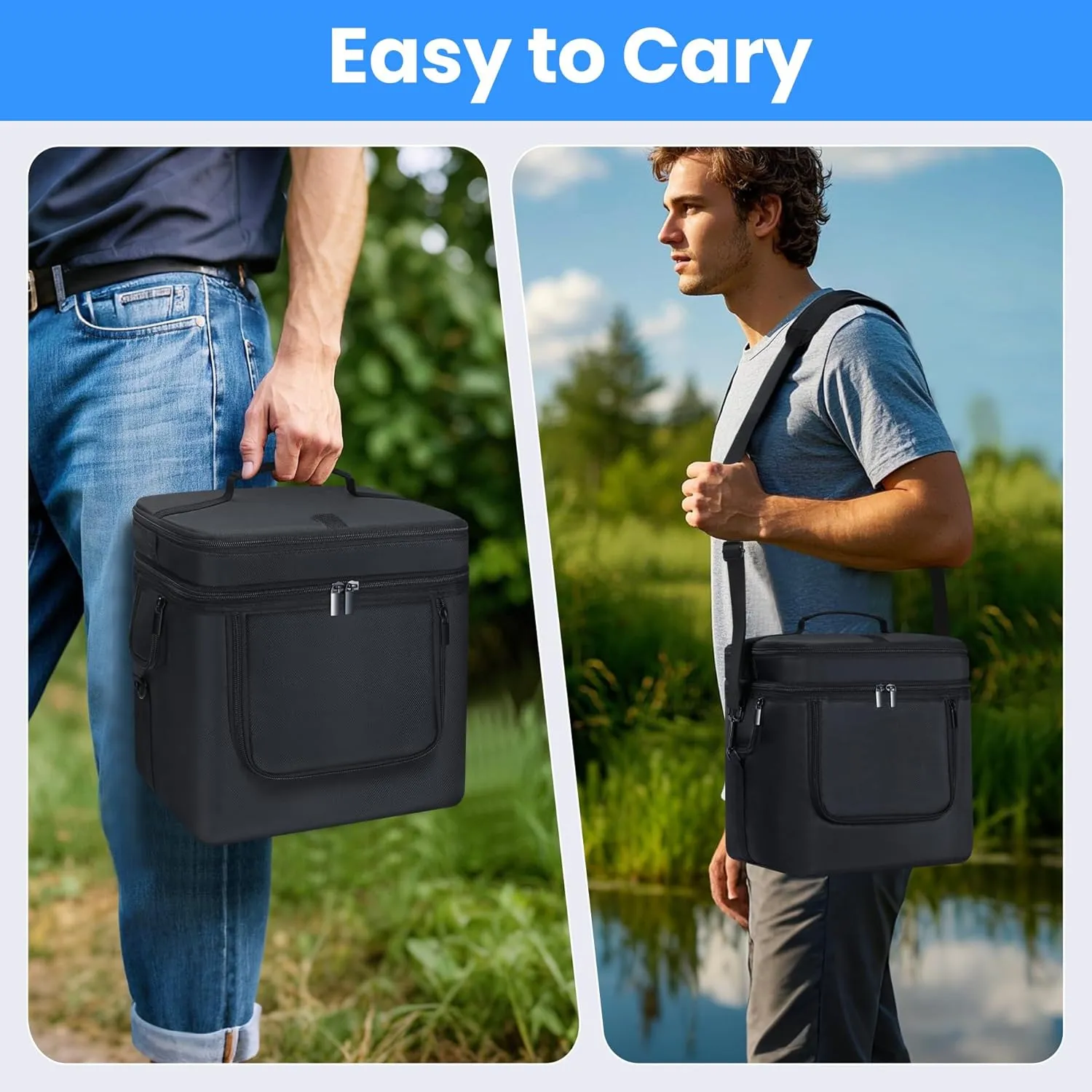 Generator Cover Compatible with ECOFLOW River 2 Max 500, Soft Carrying Bag with Side Zipper, Adjustable Shoulder Strap, 10.63''10.04''7.87'' (Black, For River 2 Max 500)