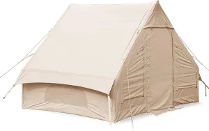 GeRRiT Instant Family Tent 5-8 Person Cotton Canvas Tent, Large Space Inflatable Tent Outdoor Glamping Camping Cabin Tent Waterproof Easy Set Up in Seconds Without Tent Pole