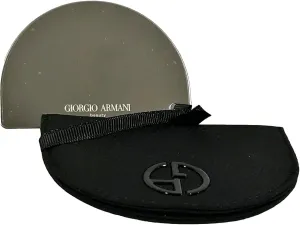 GIORGIO ARMANI Small Black Beauty Mirror Curved/Half Moon Compact Makeup Fashion Mirror Travel Size (4" L x 2.5" H) - 2338