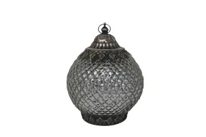Glass Led Lantern - Silver