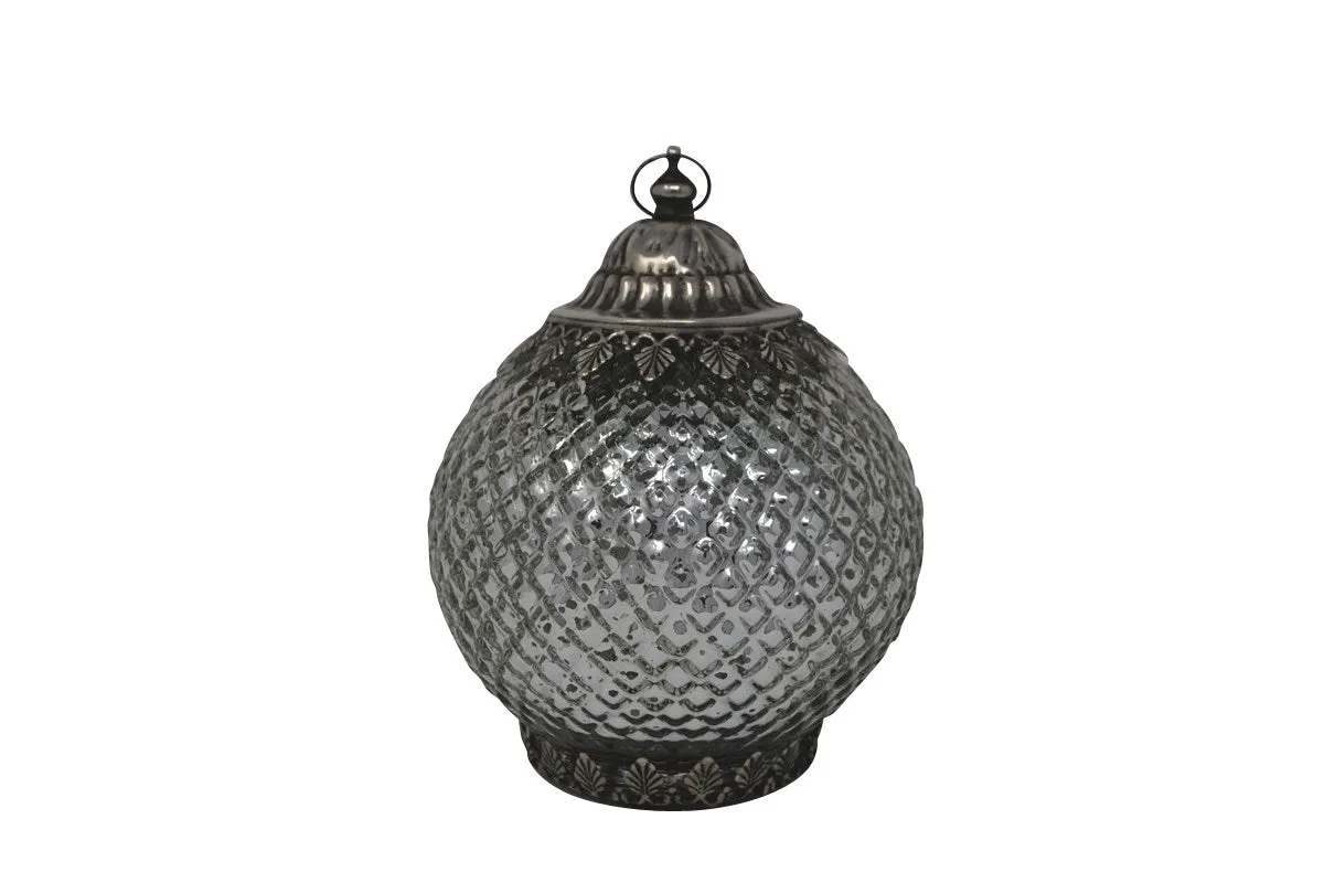 Glass Led Lantern - Silver