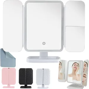 Glisera Smart Mirror, Glisera Smart Mirror Vanity with Lights and Magnification, LED Trifold Makeup Mirror, 3 Color Led Makeup Mirror with Magnification, Makeup Vanity Mirror with Lights (White)
