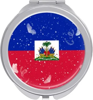 Glittering Butterfly Haiti Compact Mirror Pocket Mirror Portable Mini Makeup Mirror Handheld Double-Sided Magnifying