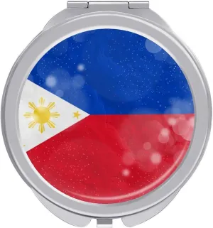 Glittering Halo Philippines Compact Mirror Pocket Mirror Small Mirror for Purse Portable Mini Travel Makeup Mirror Folding Handheld Double-Sided Magnifying Compact Mirror for Women Gift