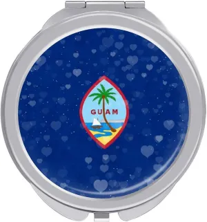 Glittering Heart Guam Compact Mirror Pocket Mirror Portable Mini Makeup Mirror Handheld Double-Sided Magnifying