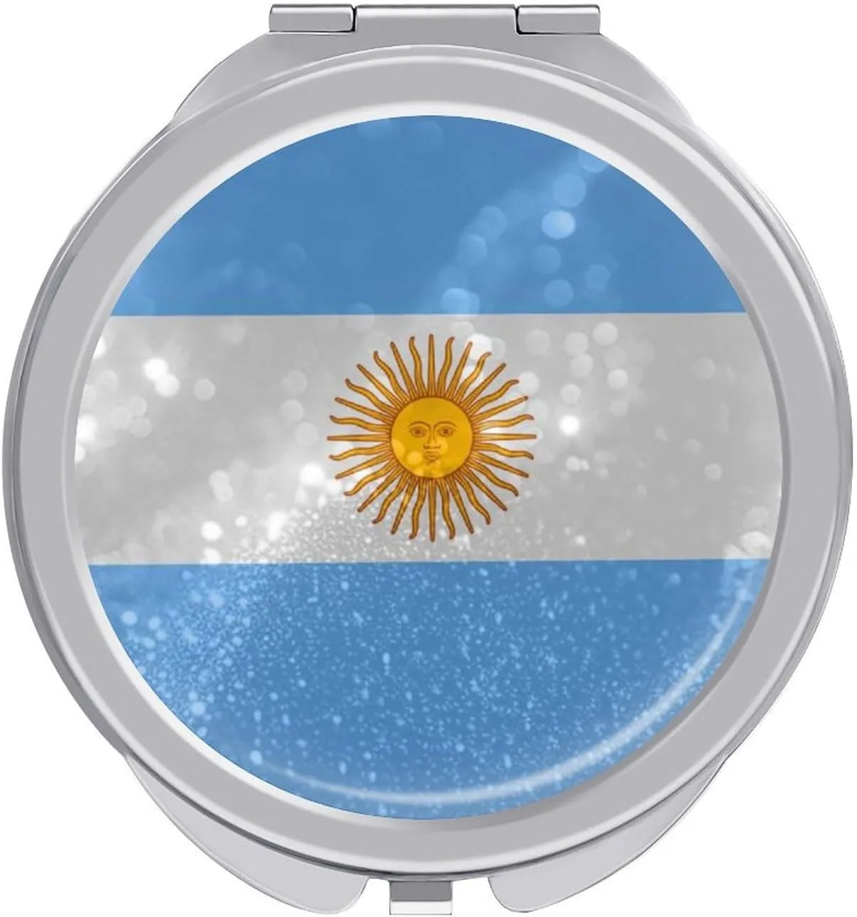 Glittering Stars Argentina Compact Mirror Pocket Mirror Portable Mini Makeup Mirror Handheld Double-Sided Magnifying