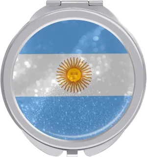 Glittering Stars Argentina Compact Mirror Pocket Mirror Portable Mini Makeup Mirror Handheld Double-Sided Magnifying