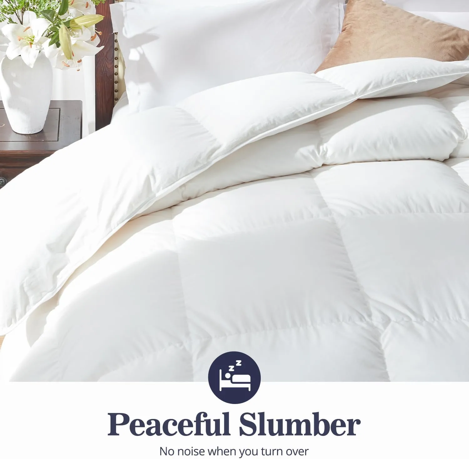 Globon Ultra-Soft Down Feather Comforter Queen Size,Luxurious Fluffy Hotel Collection Duvet Insert for All Season,Noiseless Shell,700 Filling Power,Medium Weight with Corner Tabs, White…