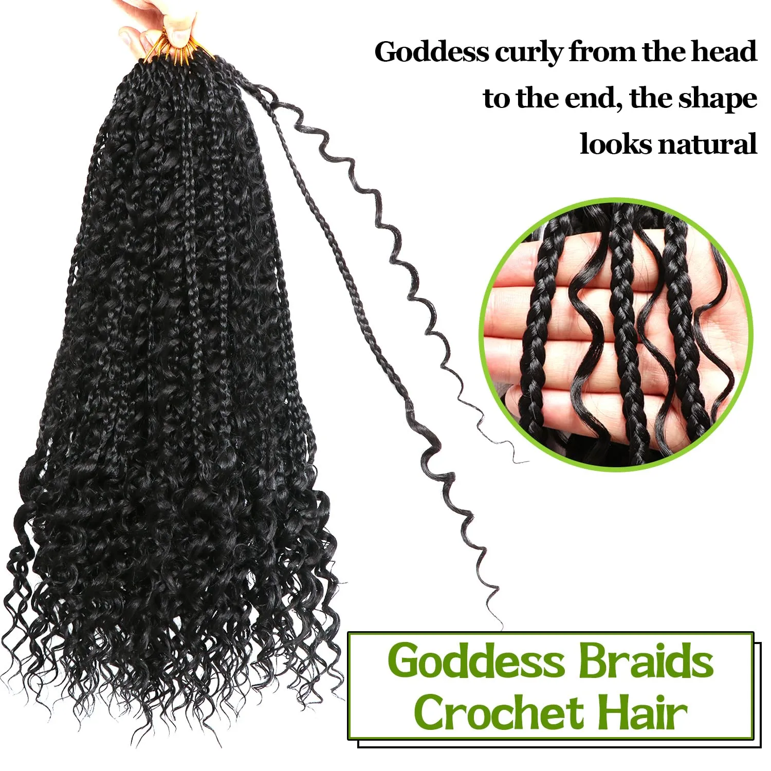 Goddess Bohemian Box Braids Crochet Hair-8 Packs 18 Inch Boho Crochet Braids for Black Women Synthetic Braiding Hair (1B#, 18 Inch(Pack of 8))