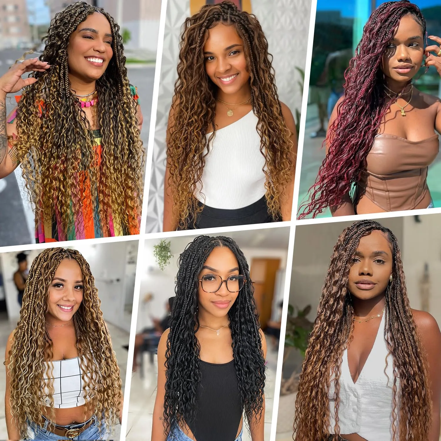 Goddess Bohemian Box Braids Crochet Hair-8 Packs 18 Inch Boho Crochet Braids for Black Women Synthetic Braiding Hair (1B#, 18 Inch(Pack of 8))