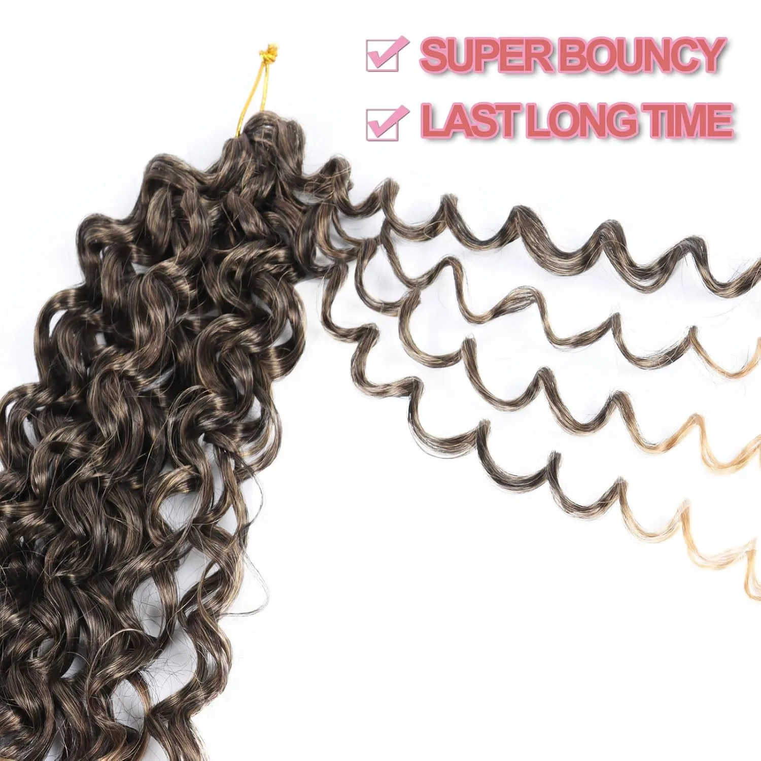 GoGo Curl Crochet Hair 18Inch 6packs Curl Crotchet Hair Water Wave Crotchet Hair for Black Women (18 Inch (Pack of 6), 1B/27#)