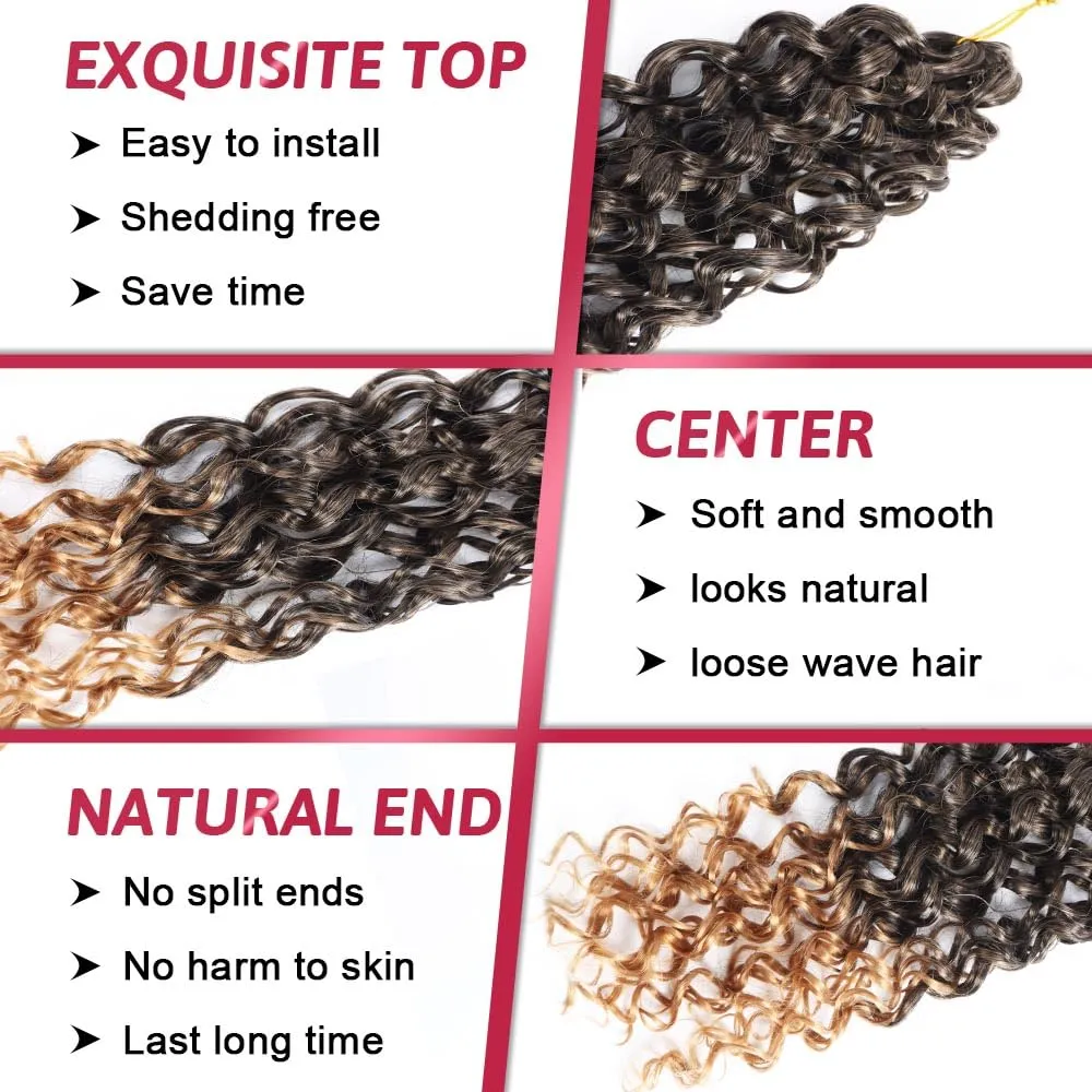 GoGo Curl Crochet Hair 18Inch 6packs Curl Crotchet Hair Water Wave Crotchet Hair for Black Women (18 Inch (Pack of 6), 1B/27#)