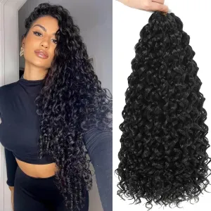GoGo Curl Crochet Hair 18Inch 6Packs Synthetic Braiding Hair Extensions Curl Crotchet Hair for Women (18 Inch (Pack of 6), 1B#)