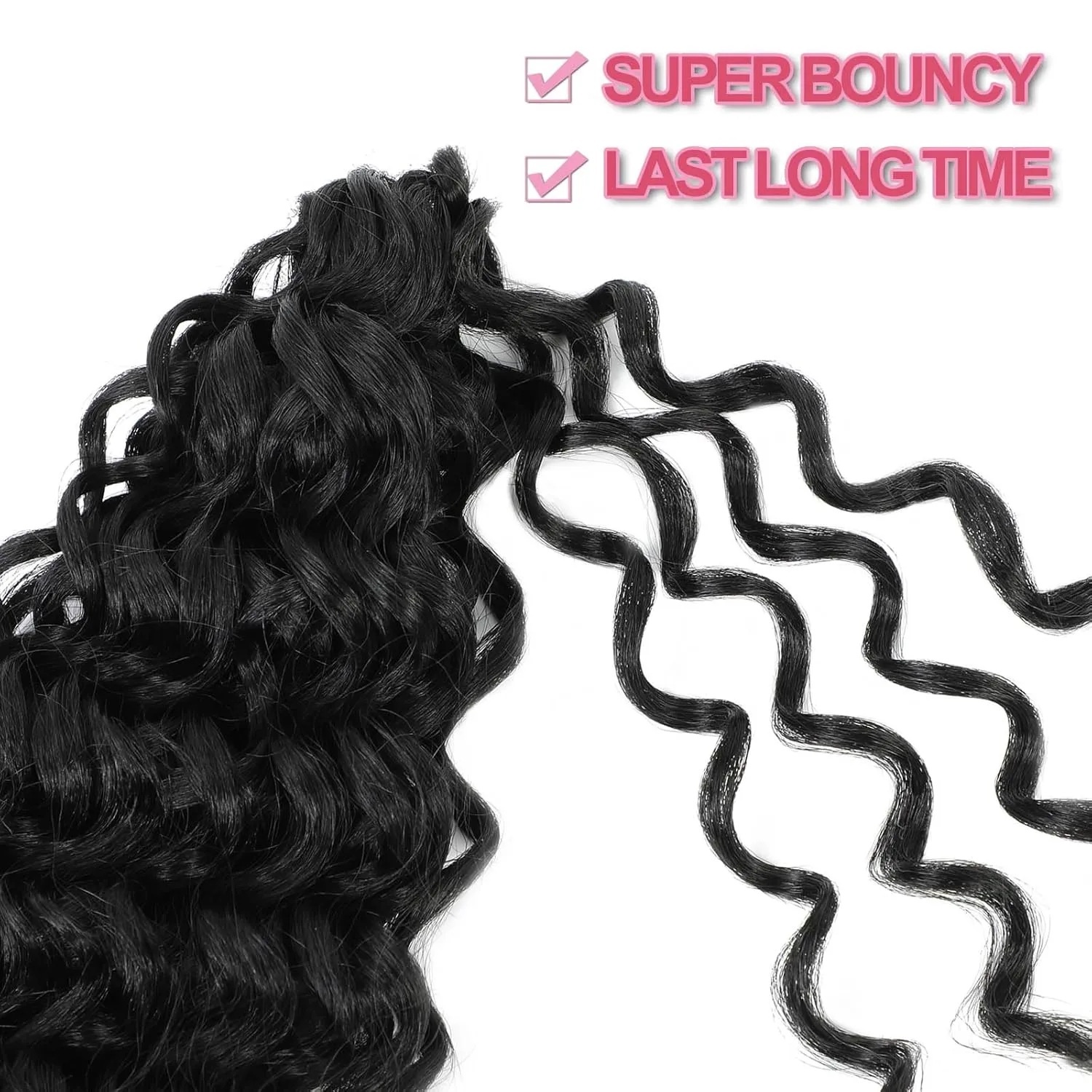 GoGo Curl Crochet Hair 18Inch 6Packs Synthetic Braiding Hair Extensions Curl Crotchet Hair for Women (18 Inch (Pack of 6), 1B#)