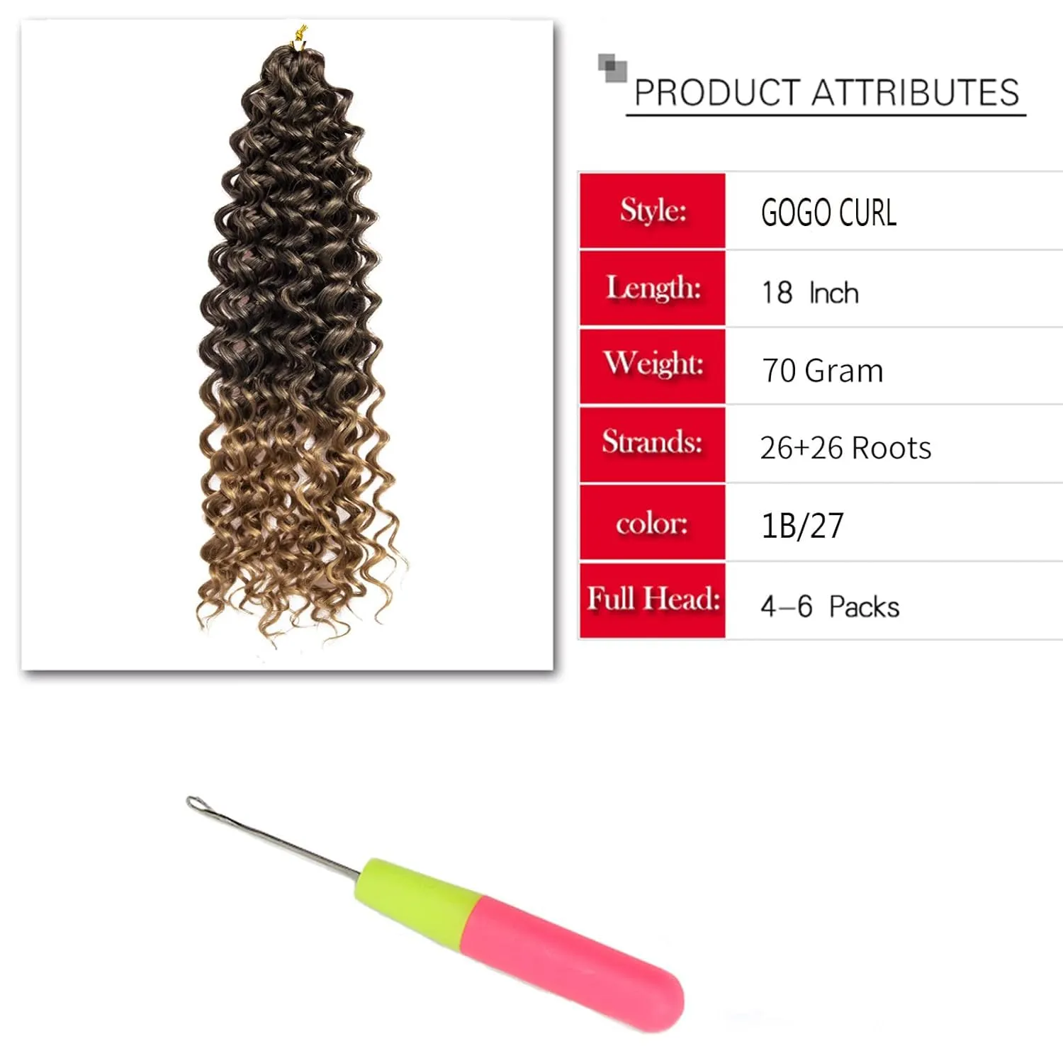 GoGo Curl Crochet hair 18inch Water Wave Crochet hair Ombre Blonde Synthetic Bohemian Crochet Braids Deep Wave Braiding hair Extensions (5Packs,1B/27)