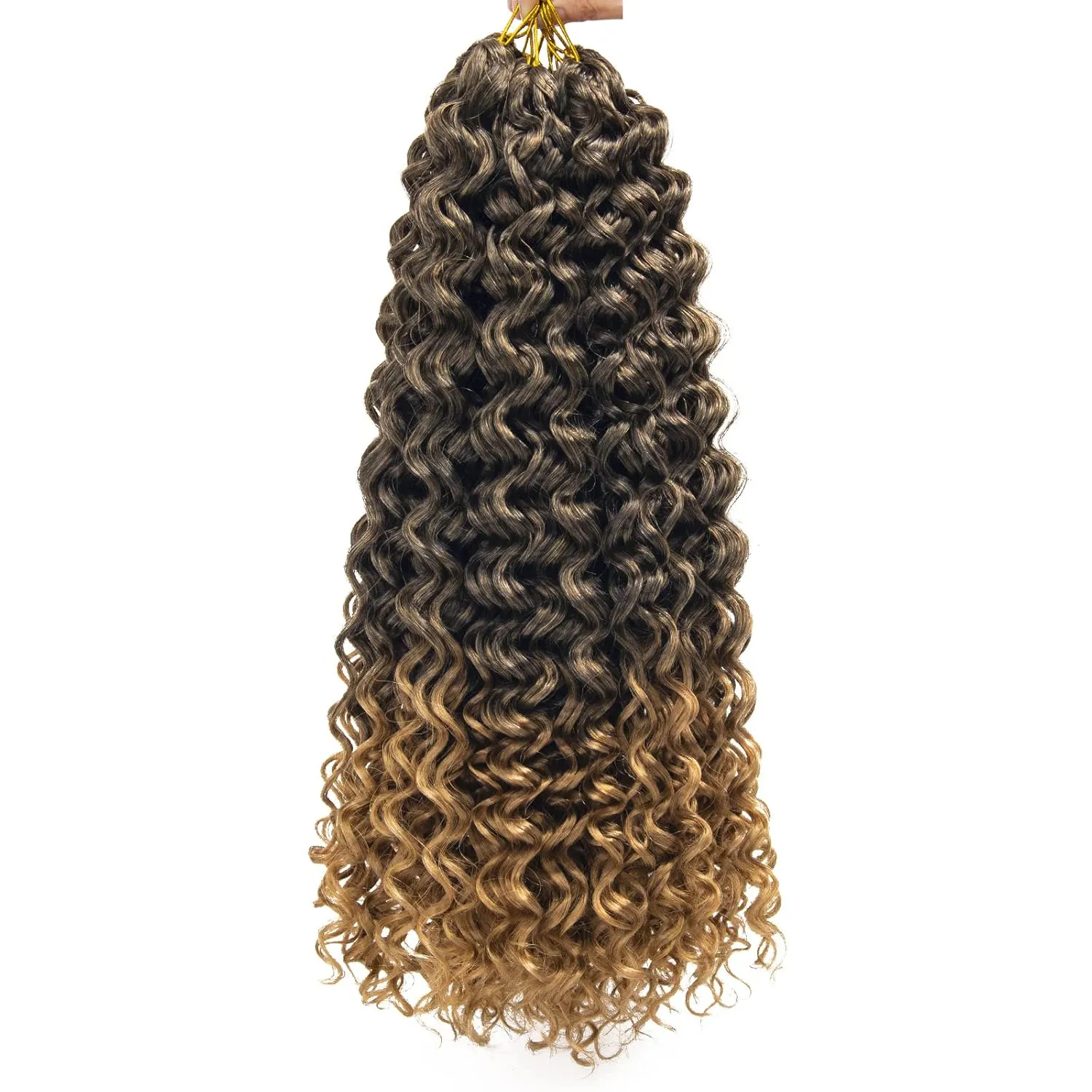 GoGo Curl Crochet hair 18inch Water Wave Crochet hair Ombre Blonde Synthetic Bohemian Crochet Braids Deep Wave Braiding hair Extensions (5Packs,1B/27)
