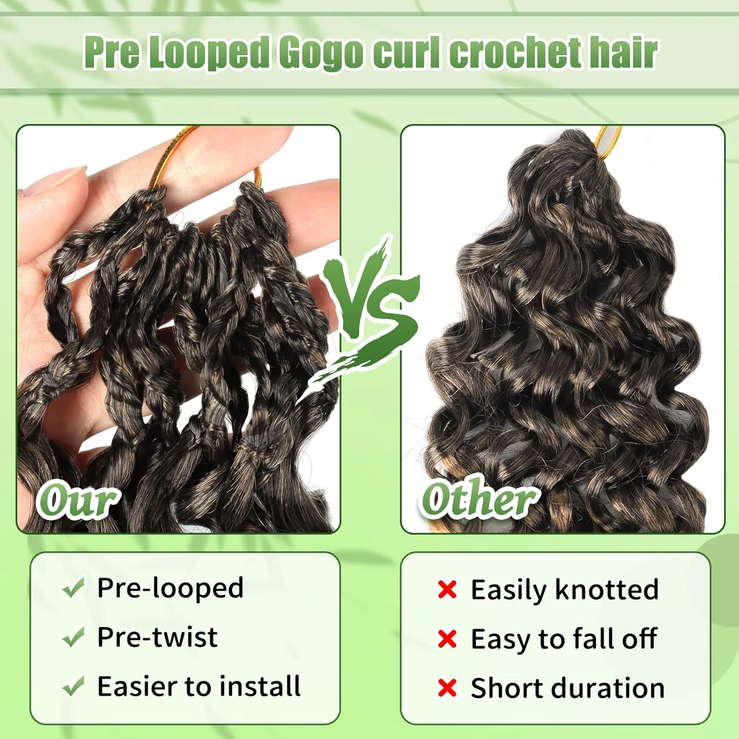 Gogo Curl Crochet Hair 8 Packs Ocean Wave Crochet Hair Pre Looped Deep Twist Goddess Box Braids Curly Water Wave Synthetic Braiding Hair For Black Women (#T27, 10 Inch (Pack of 8))
