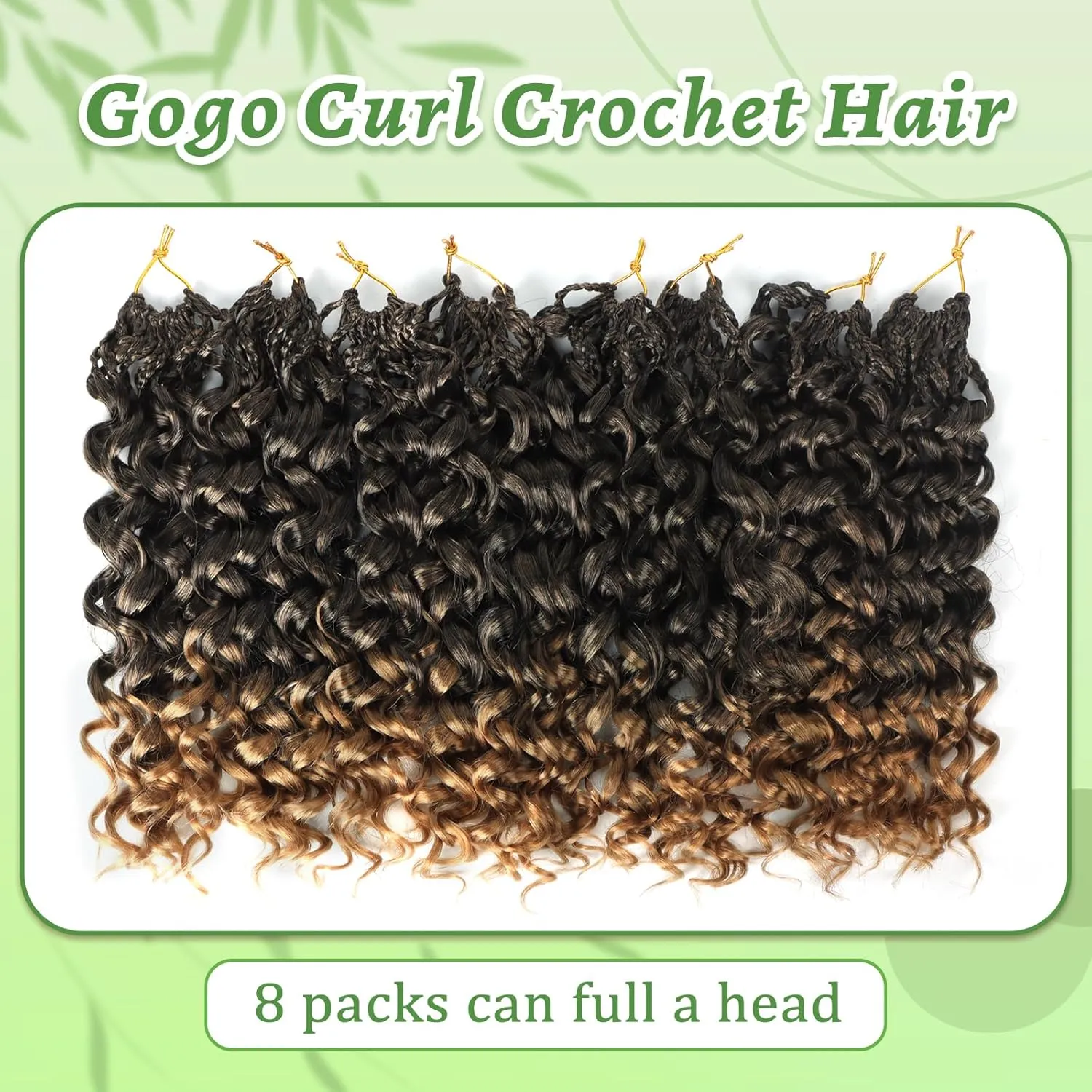 Gogo Curl Crochet Hair 8 Packs Ocean Wave Crochet Hair Pre Looped Deep Twist Goddess Box Braids Curly Water Wave Synthetic Braiding Hair For Black Women (#T27, 10 Inch (Pack of 8))