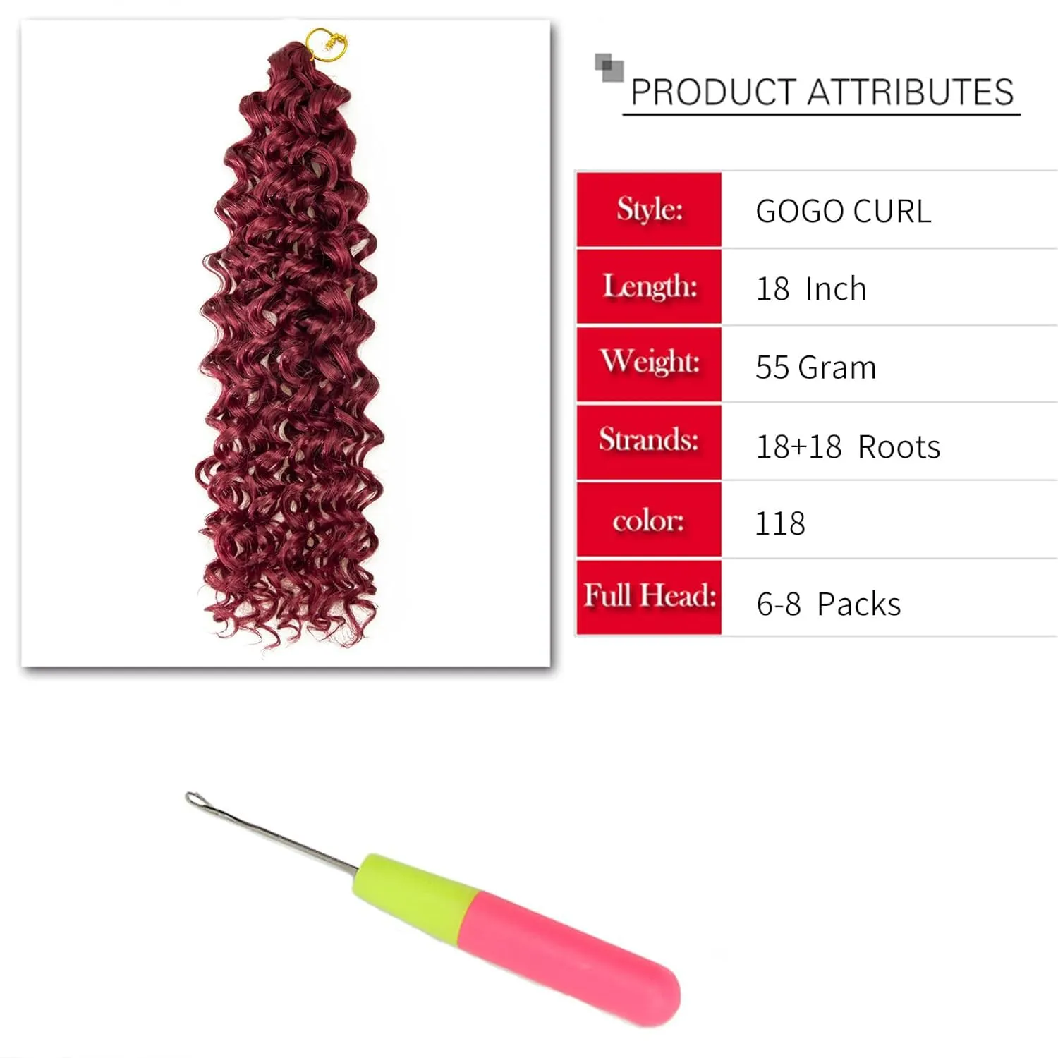 GoGo Curl Crochet hair Deep Wave Crrochet hair,18inch Bohemian Crochet hair Natural Blonde Synthetic Ocean Wave Braiding hair Extensions (7Packs,118#)