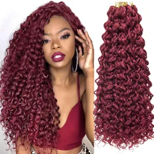 GoGo Curl Crochet hair Deep Wave Crrochet hair,18inch Bohemian Crochet hair Natural Blonde Synthetic Ocean Wave Braiding hair Extensions (7Packs,118#)