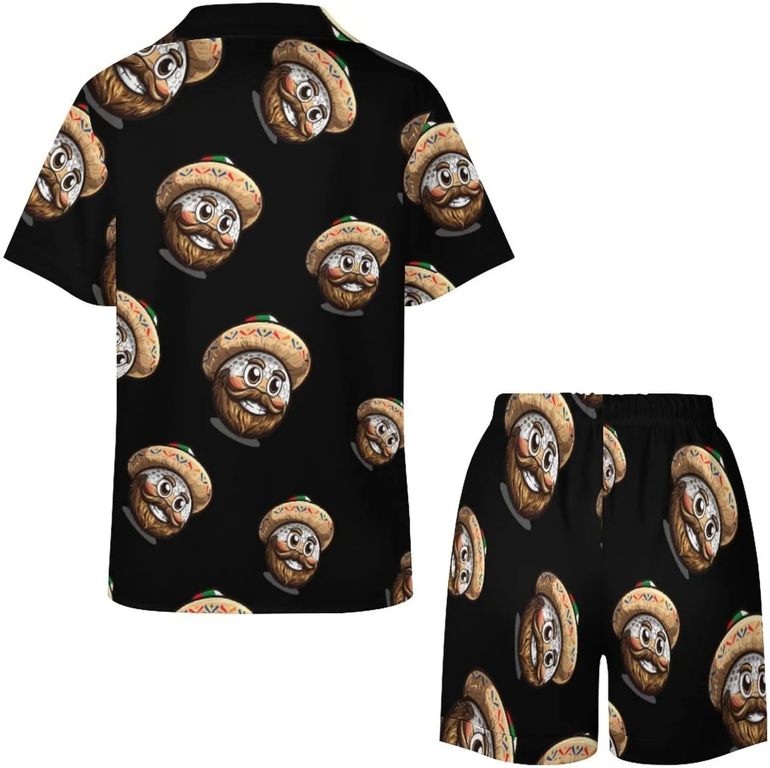 Golf Mexican Hat Cinco De Mayo Women's Satin Pajama Set Short Sleeve Button Down Sleepwear Loungewear Pj Set
