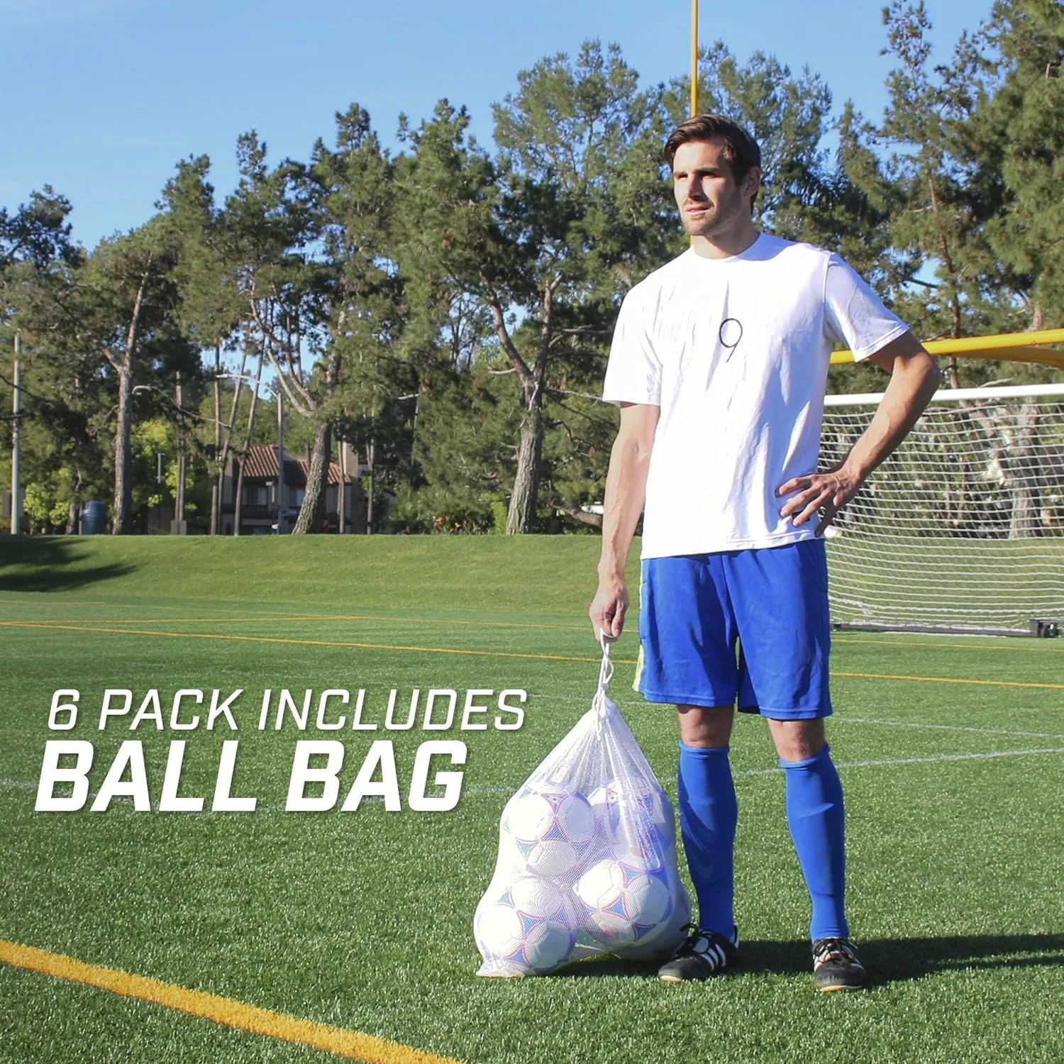 GoSports Premier Soccer Balls - Single or 6 Pack - Sizes 3, 4, 5, with Ball Pump