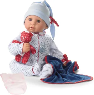 Gotz Cookie 19" Soft Baby Boy Doll with Brown Sleeping Eyes & Accessories for Ages 3 and Up