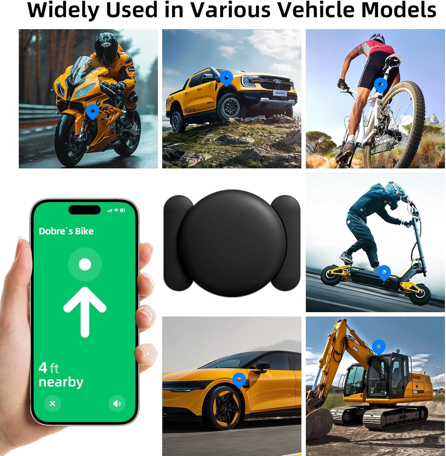 GPS Tracker for Vehicles No Subscription, 1PCS Real Time GPS Tracker for Car Work with Find My (iOS Only), Mini Hidden Car Tracker Device with Magnetic Case, No Monthly Fee (Black)