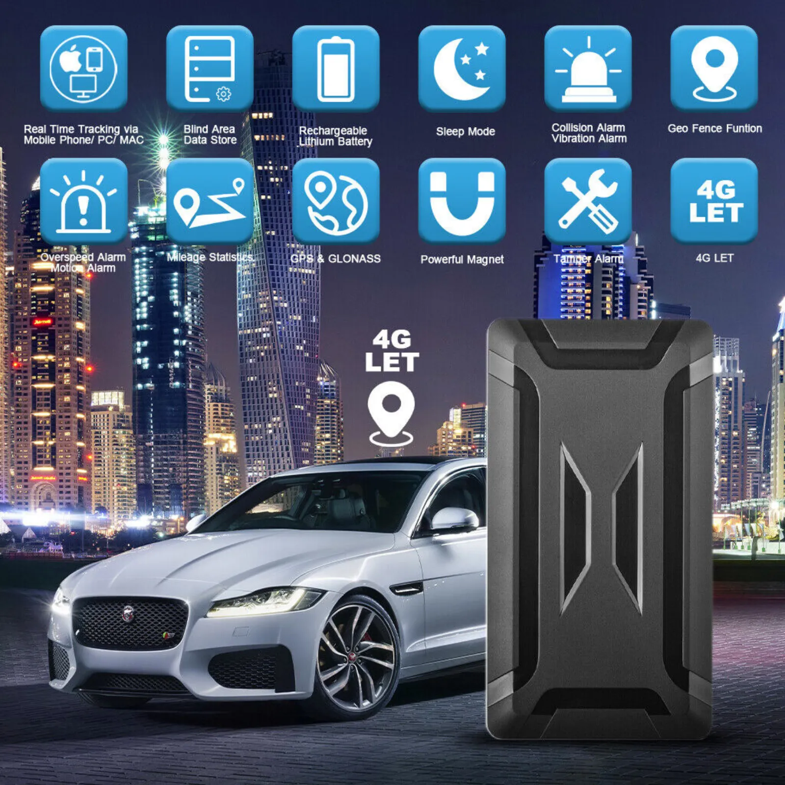 GPS Tracker Magnetic Vehicle 10000mAh 4G SIM Car Real Time Tracking Anti Theft