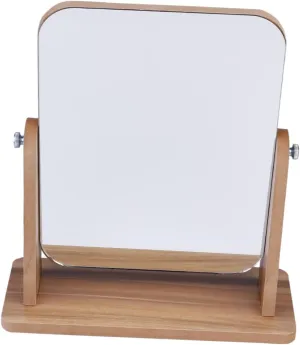 Gray Wooden Desktop Makeup Mirror Stylish Stereo Mirror for Home Salon Use Makeup Decor for Living Bedroom and Bathroom Stable Support Frame Present