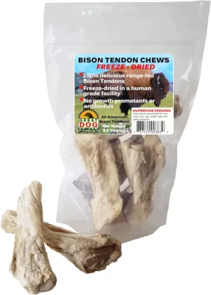 Great Dog Bison Tendons - Freeze Dried - 6.5 Ounce Bag